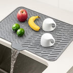 HomeEssentials Silicone Dish Drying Mat for Kitchen - Built-in Drain Lip